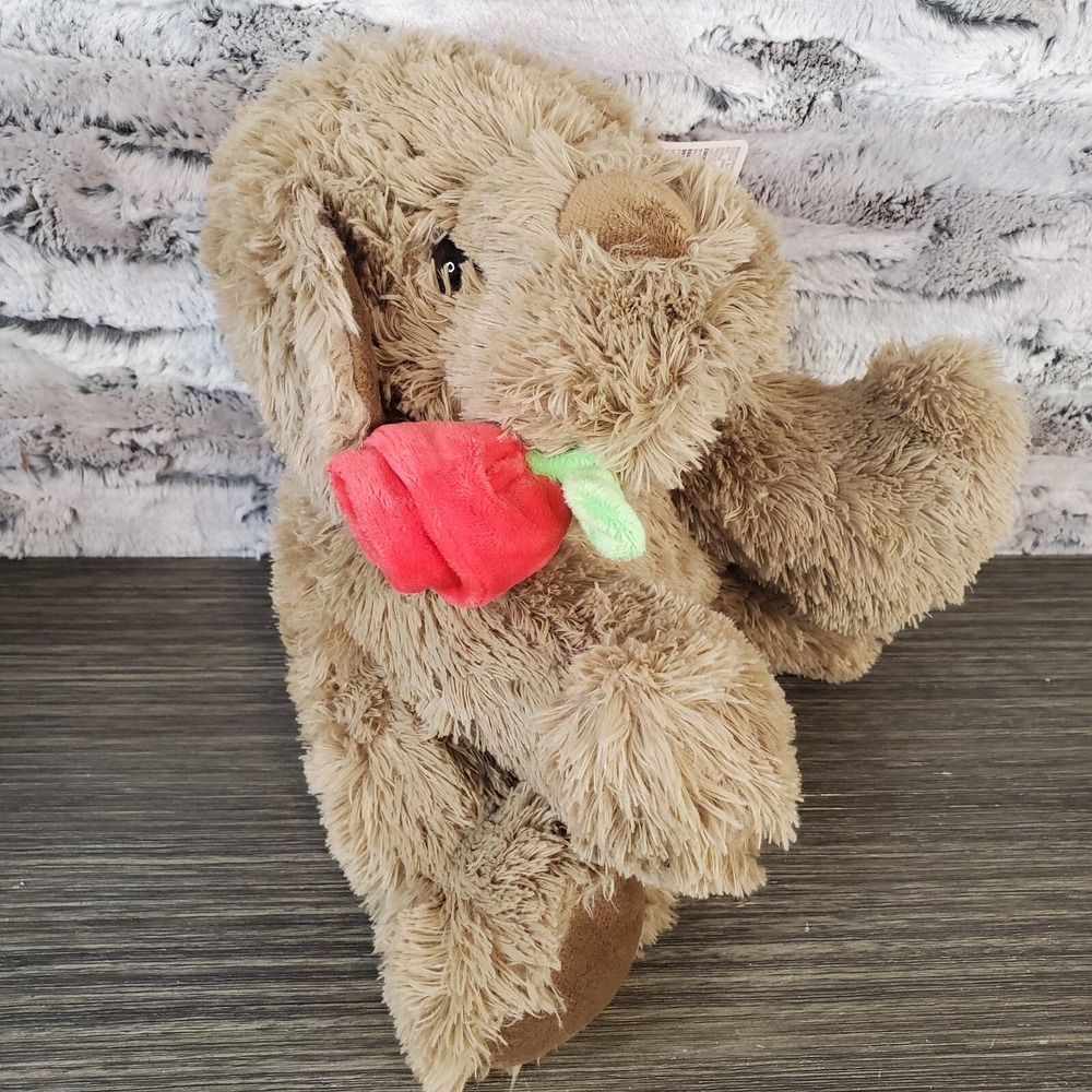 Russell Stover Puppy Dog Plush Coco Love Pup Stuffed Animal Toy 9" Brown Rose